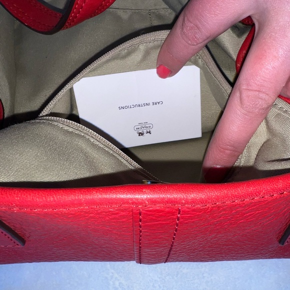 Coach Shoulder Bag Phoebe Red Pebble Leather